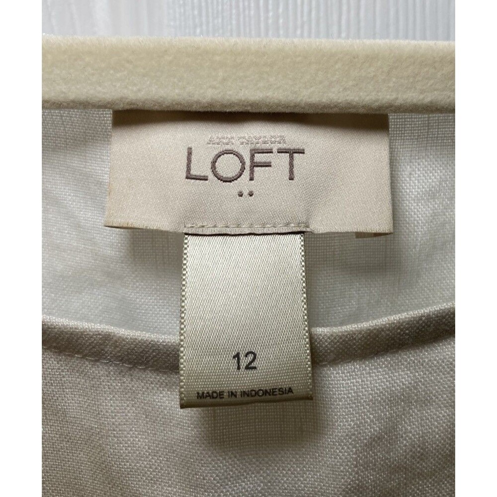 LOFT Blue White Yellow Striped Sheath Dress Sleeveless Linen Rayon Size 12 - Picture 5 of 6